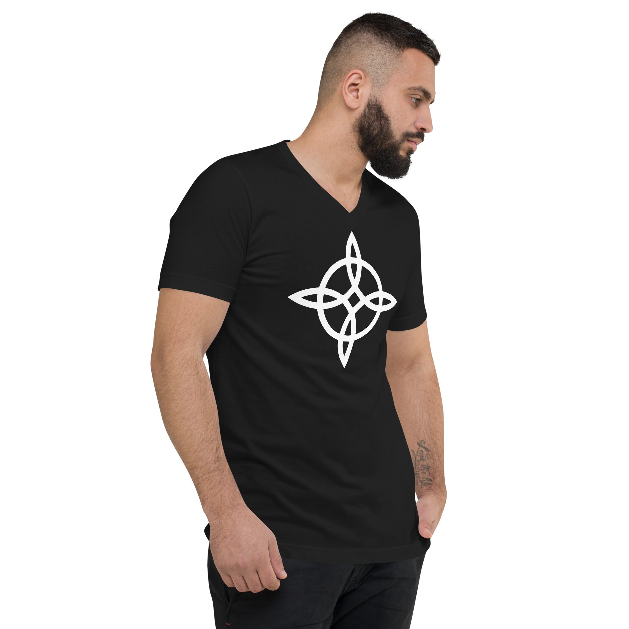 The Witches Knot Witchcraft Protection Symbol Short Sleeve V-Neck T-Shirt