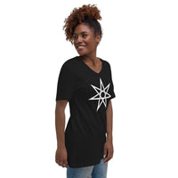 White Elven Star design on unisex V-neck shirt, right-front view