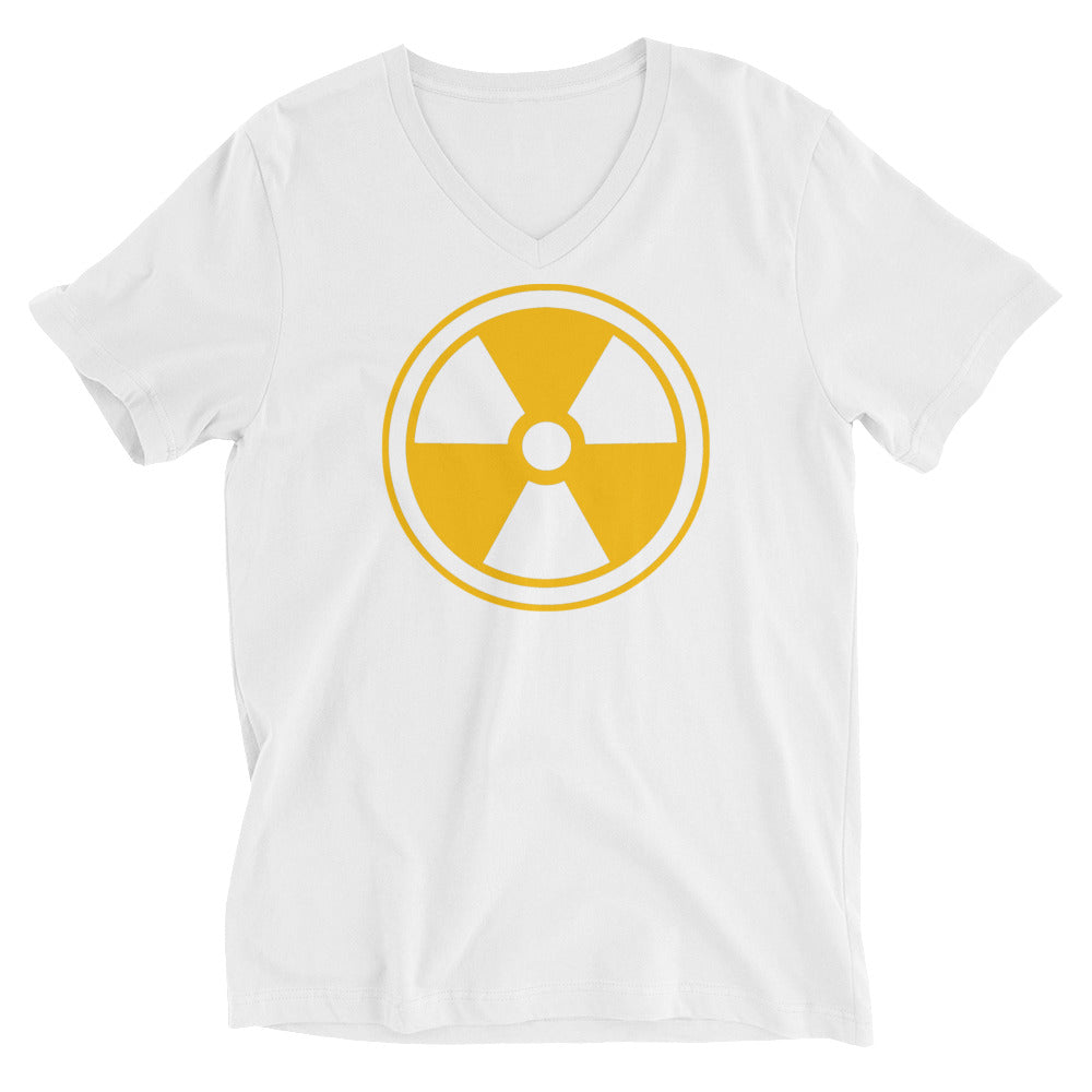 Yellow Radioactive Radiation Warning Sign Short Sleeve V-Neck T-Shirt