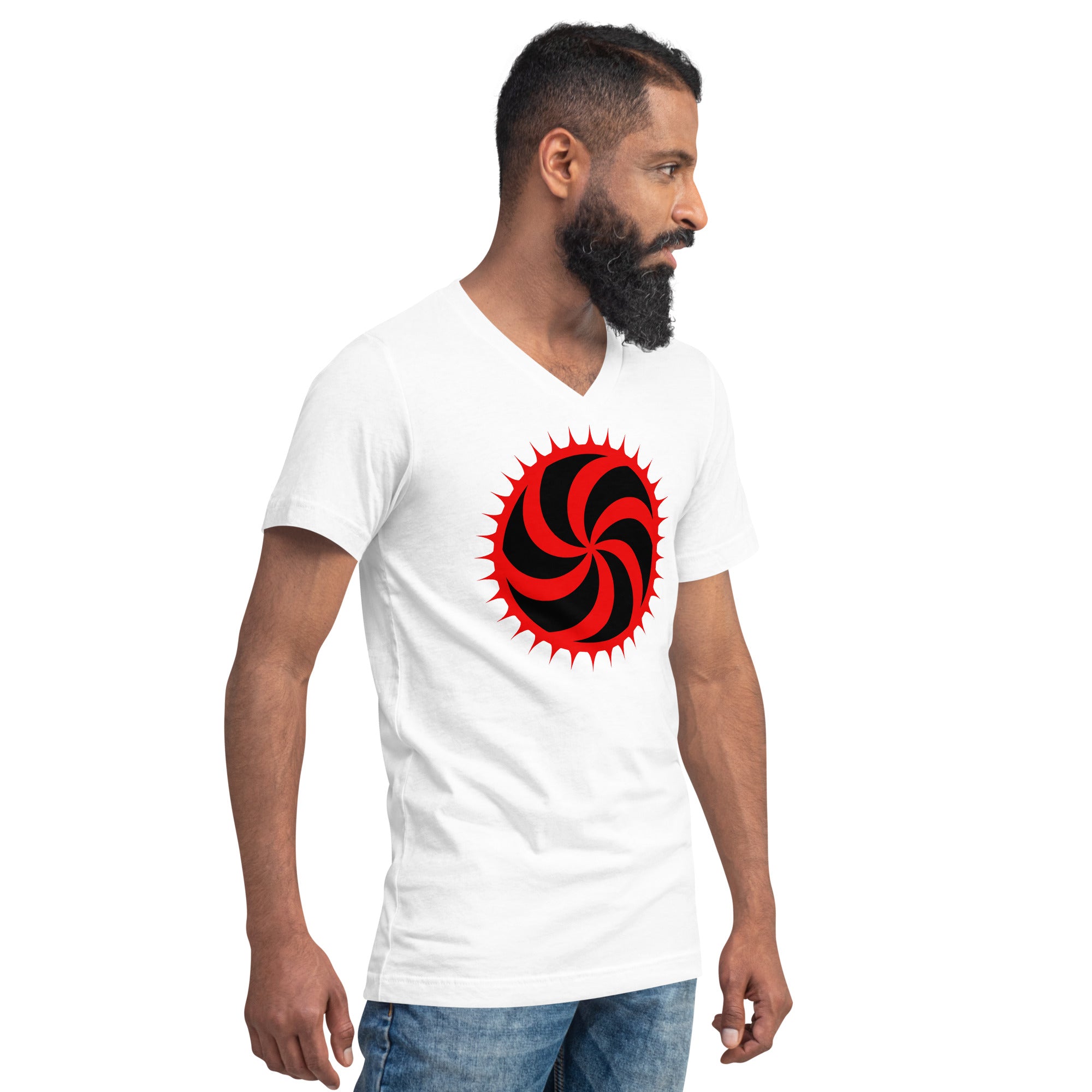 Red Deadly Swirl Spike Alchemy Symbol Short Sleeve V-Neck T-Shirt
