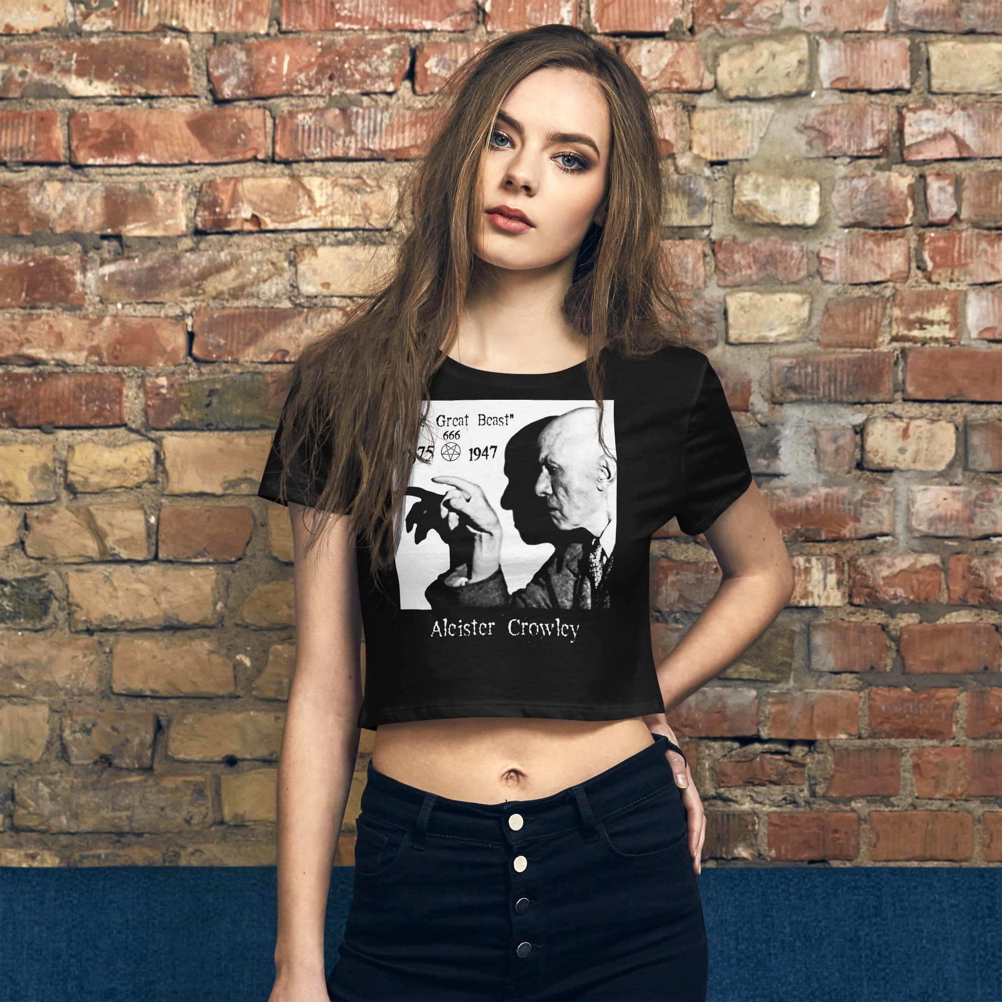 Aleister Crowley Infamous Occult Leader of Thelema Sex Magic Women’s Crop Tee - Edge of Life Designs