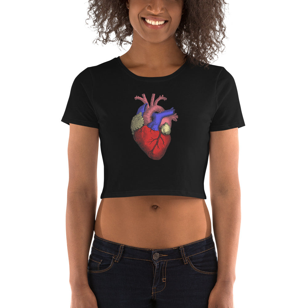 Anatomical Human Heart Medical Art Women’s Crop Tee Full Color - Edge of Life Designs