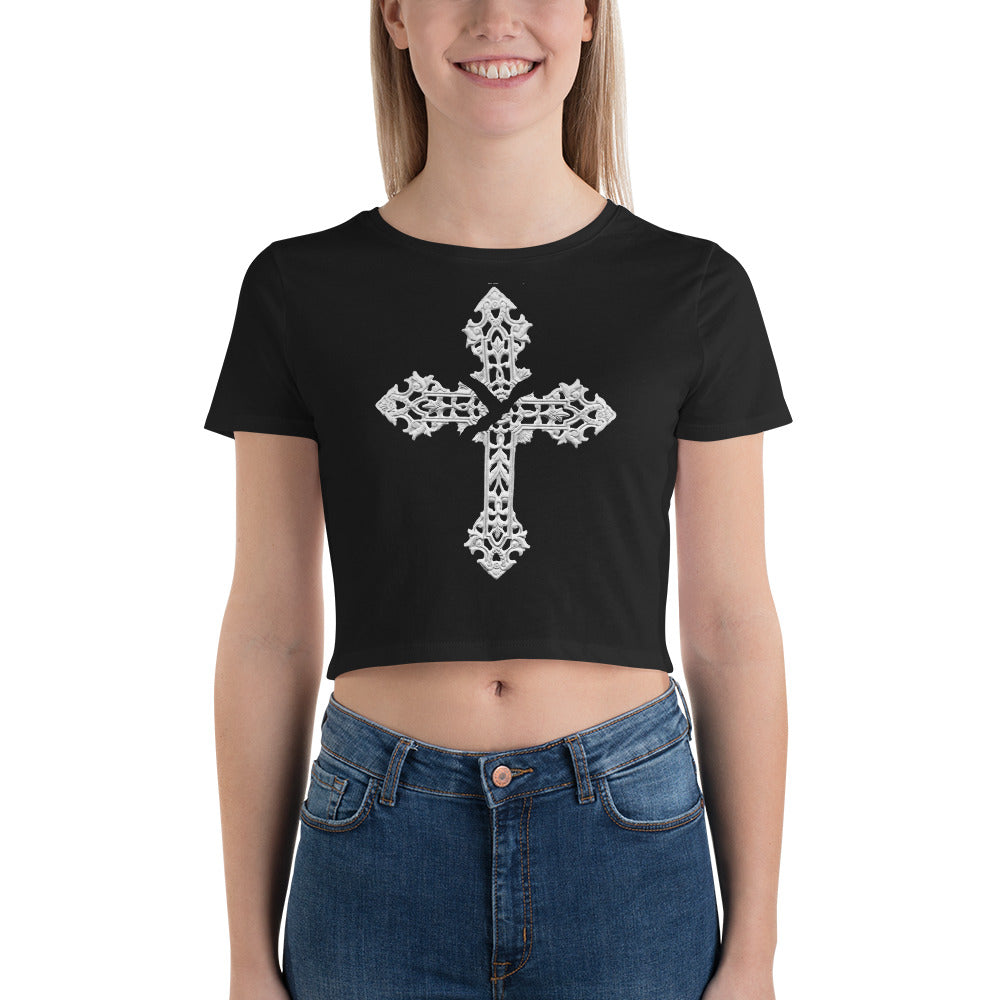 Broken Holy Cross Women’s Crop Tee - Edge of Life Designs