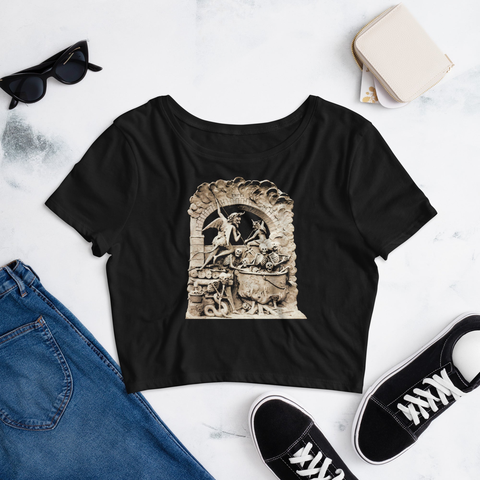 Les Diableries The Pits of Hell and the Devil Women’s Crop Tee - Edge of Life Designs