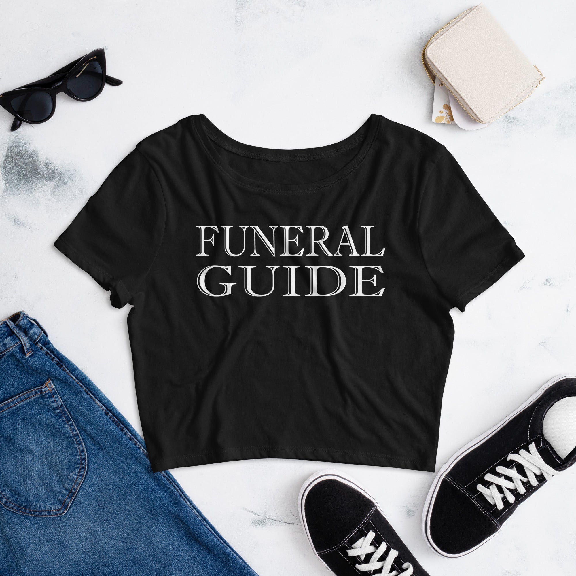 Funeral Guide Gothic Mortician Style Women’s Crop Tee - Edge of Life Designs