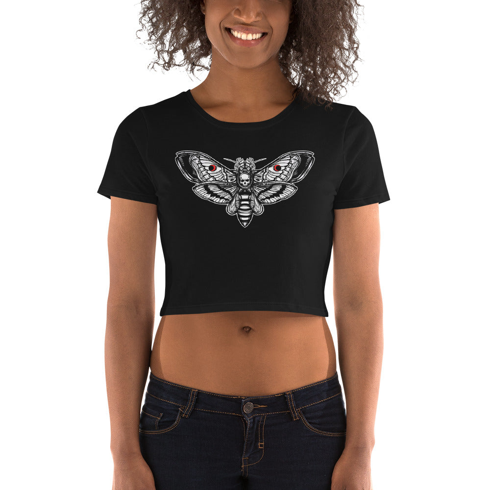 Death's-head Hawkmoth Omen of Death Moth Skull Women’s Crop Tee - Edge of Life Designs