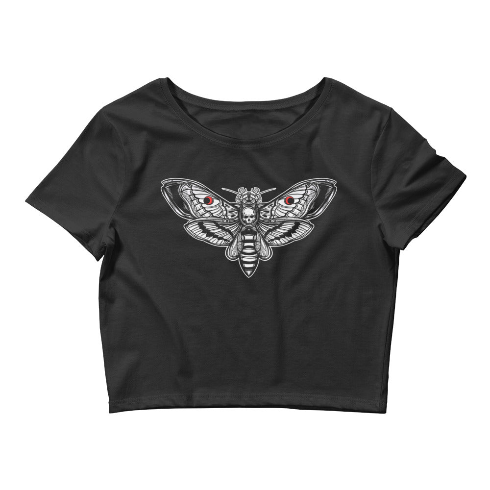 Death's-head Hawkmoth Omen of Death Moth Skull Women’s Crop Tee - Edge of Life Designs