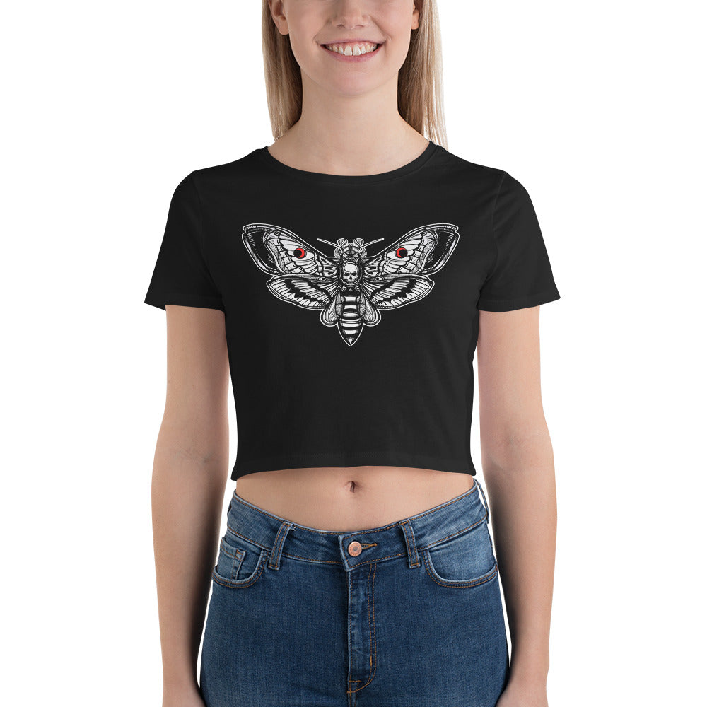 Death's-head Hawkmoth Omen of Death Moth Skull Women’s Crop Tee - Edge of Life Designs