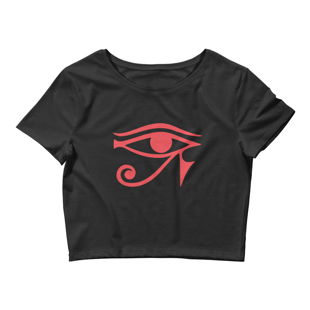 Eye of Ra Egyptian Goddess Women’s Crop Tee Red Print - Edge of Life Designs