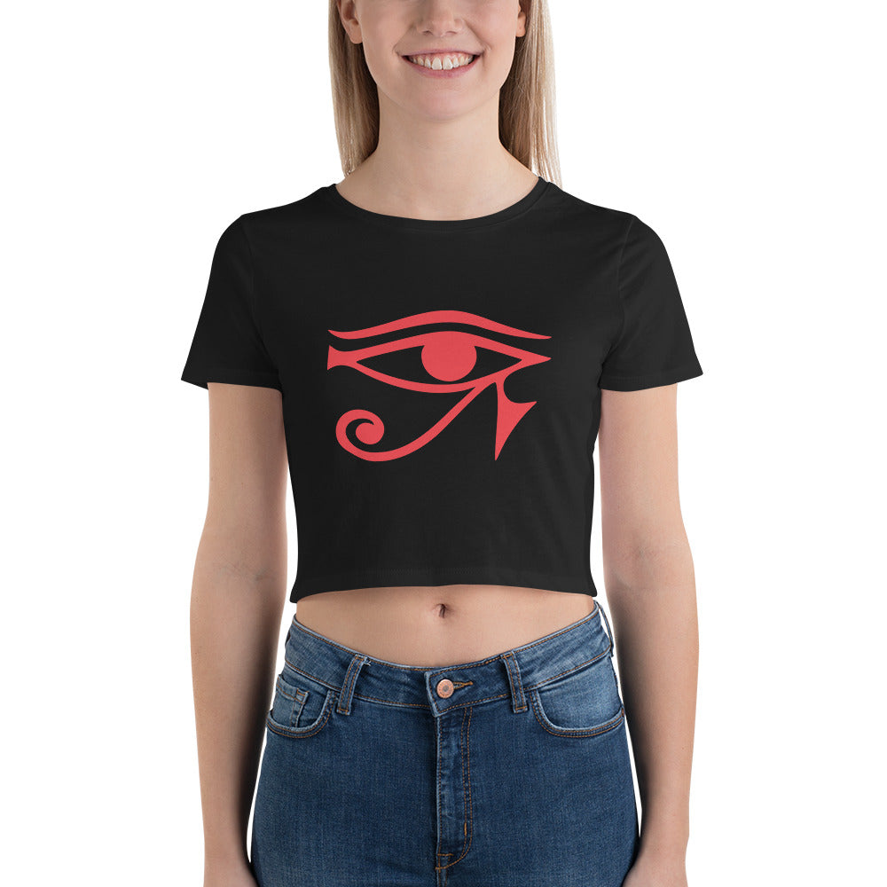 Eye of Ra Egyptian Goddess Women’s Crop Tee Red Print - Edge of Life Designs