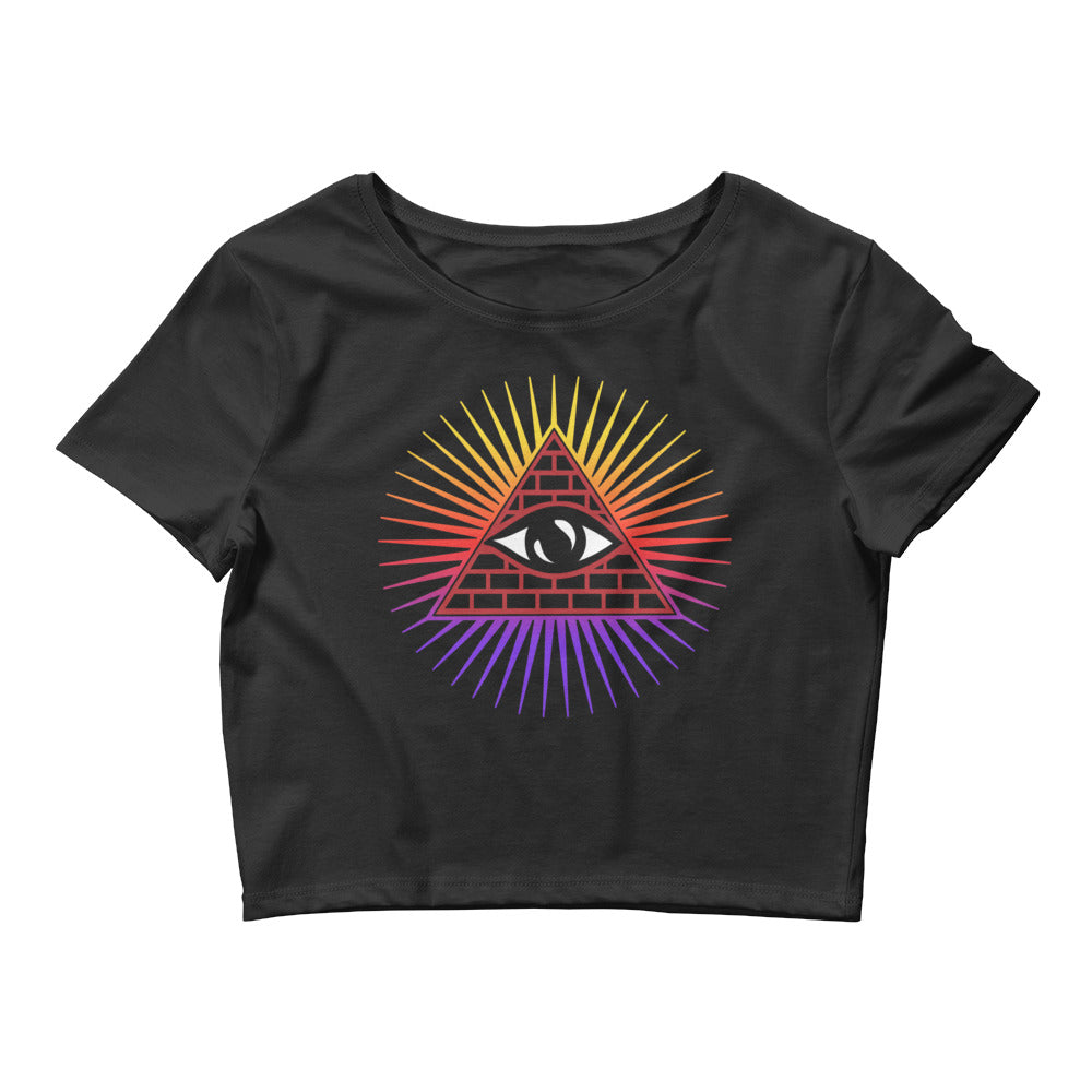 Illuminati All Seeing Psychic Eye Color Aura Women’s Crop Tee - Edge of Life Designs