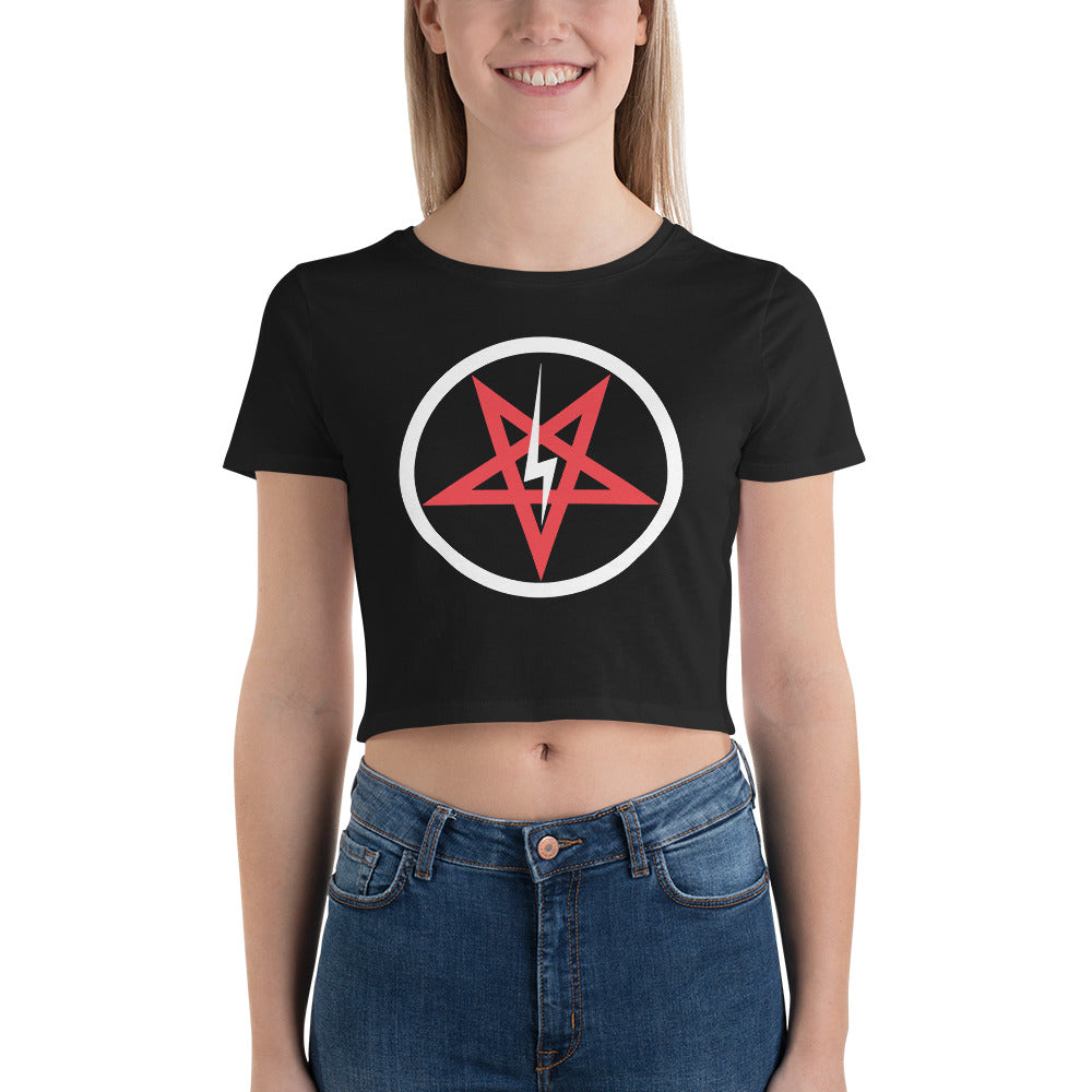 Satanic Church Sigil Bolt Inverted Pentagram  Women’s Crop Tee