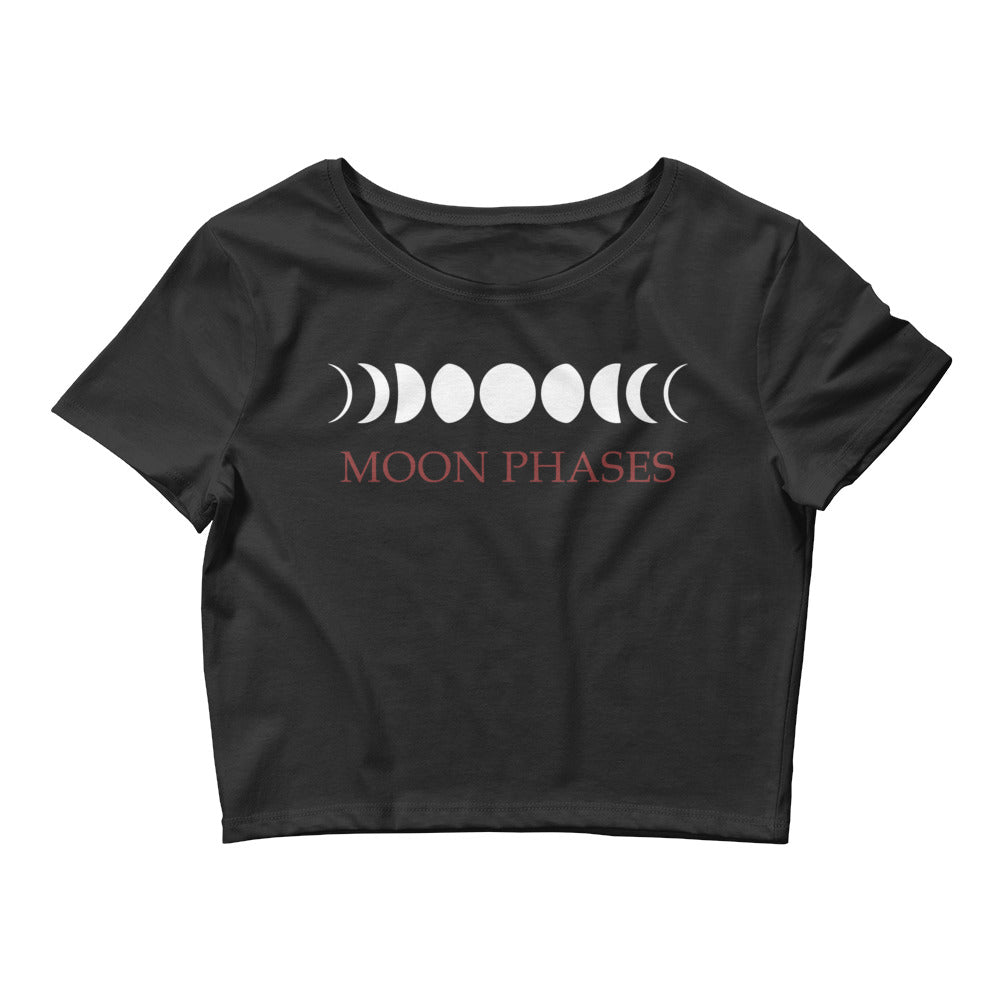 Lunar Moon Phases Waxing Waning New Full Moon Women’s Crop Tee