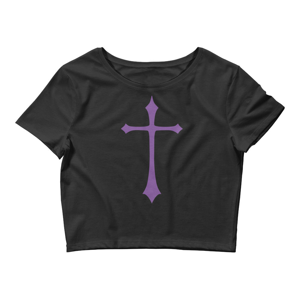 Purple Gothic Medeival Holy Cross Women’s Crop Tee