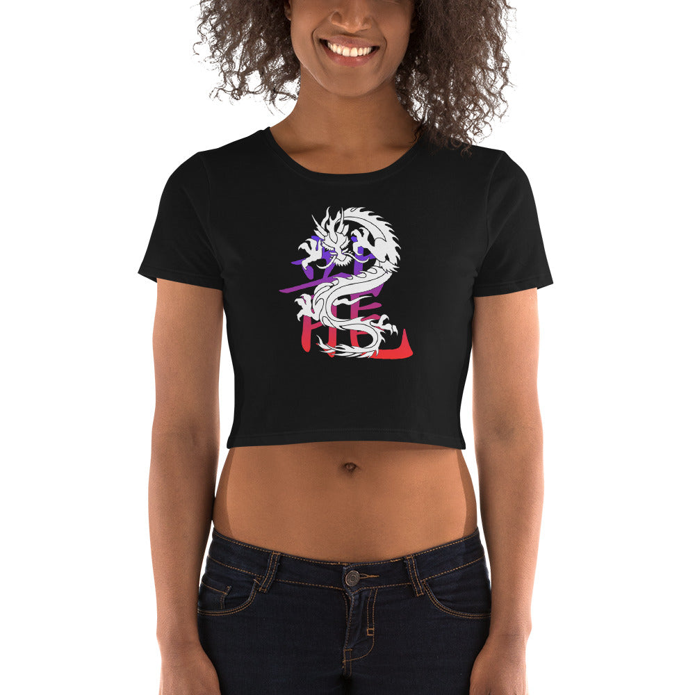 Lucky Chinese Dragon with Ancient Symbol Women’s Crop Tee