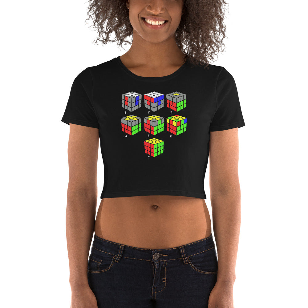 How To Solve A Puzzle Speed Cube Diagram Women’s Crop Tee