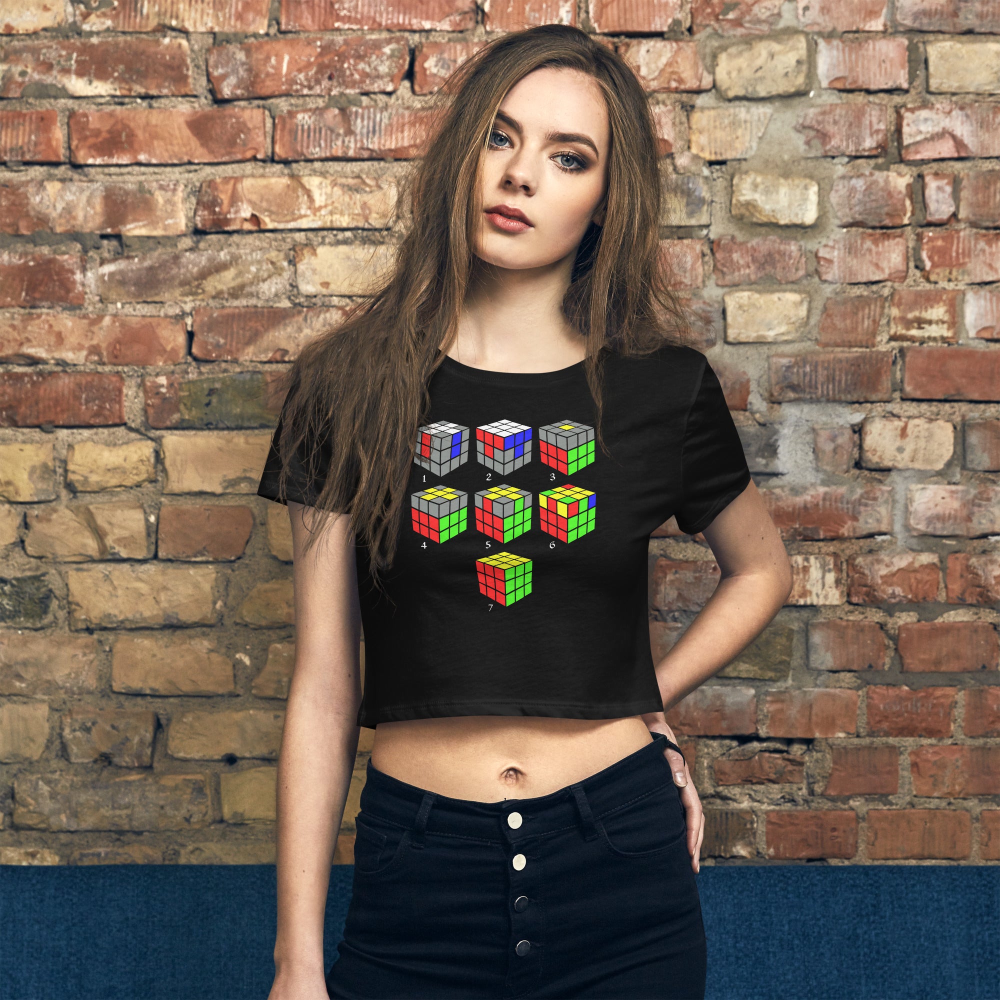 How To Solve A Puzzle Speed Cube Diagram Women’s Crop Tee