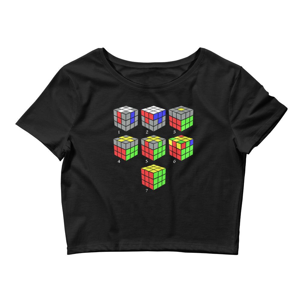 How To Solve A Puzzle Speed Cube Diagram Women’s Crop Tee