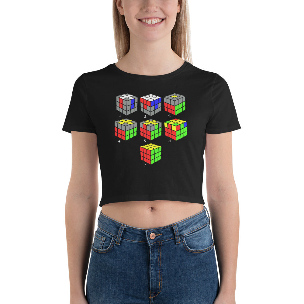 How To Solve A Puzzle Speed Cube Diagram Women’s Crop Tee