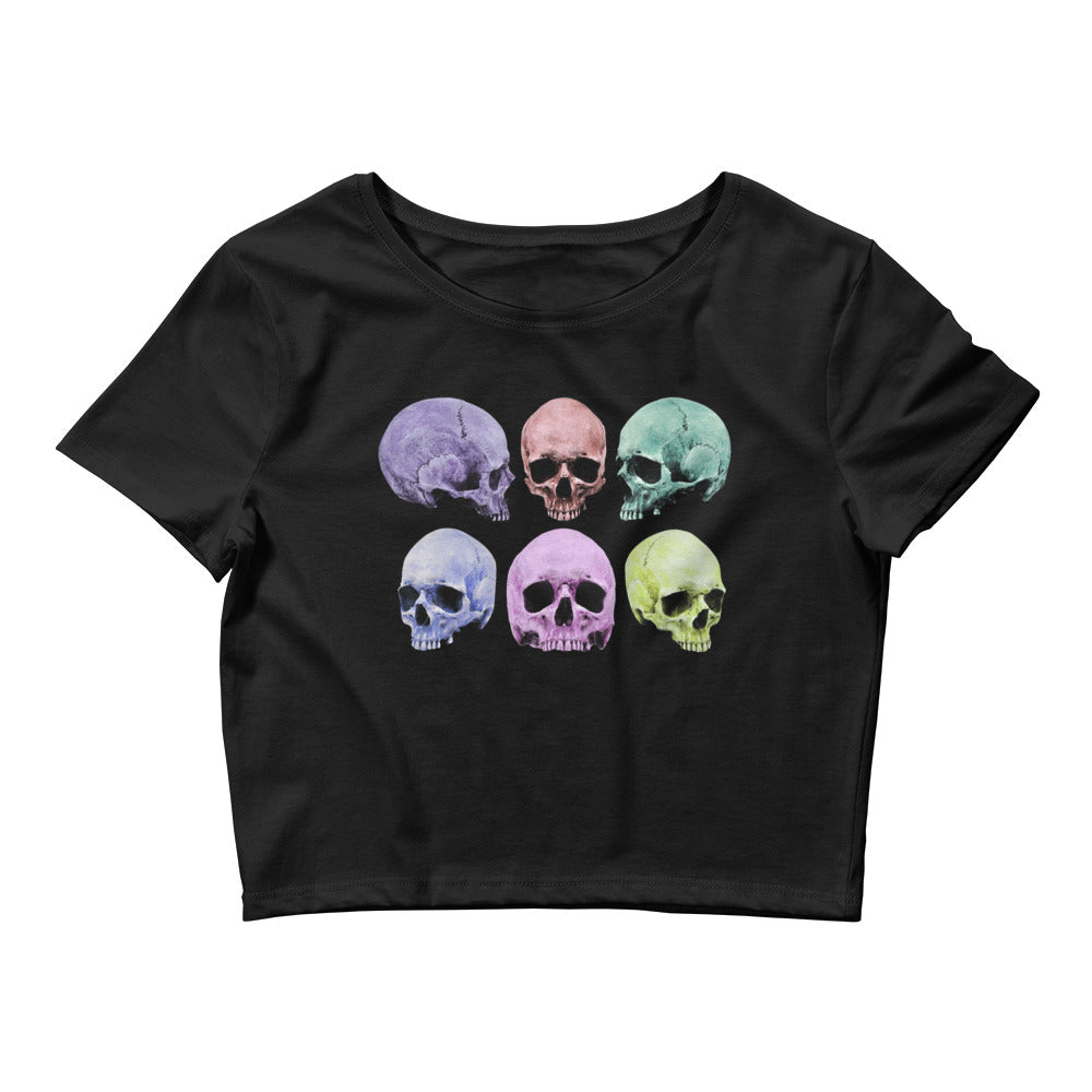 Pastel Colored Death Skulls Goth Fashion Women’s Crop Tee