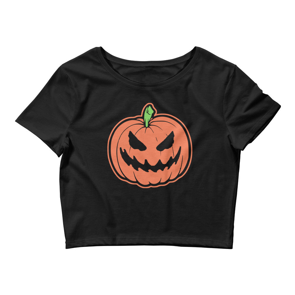 Jack O Lantern Scary Halloween Pumpkin Women’s Crop Tee