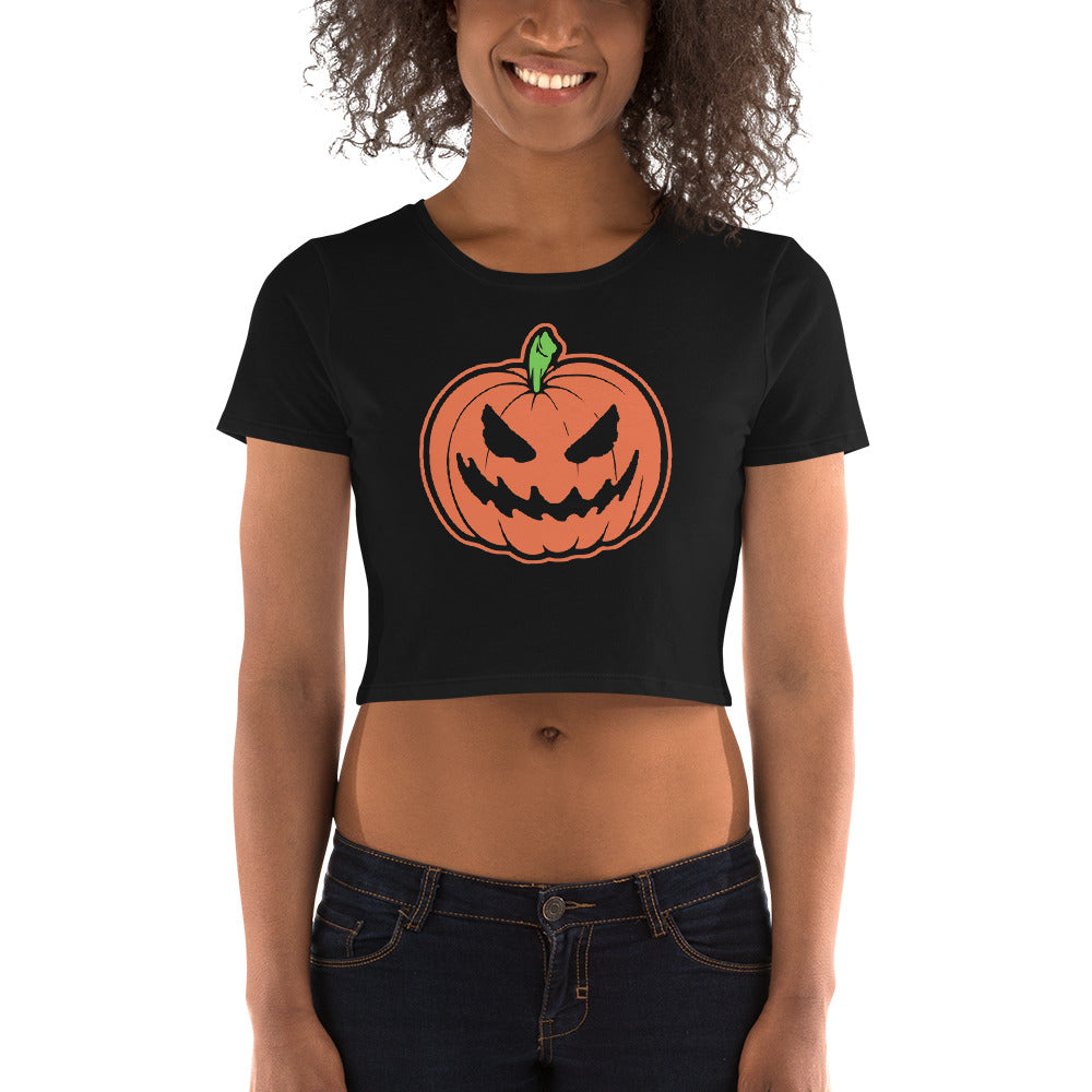 Jack O Lantern Scary Halloween Pumpkin Women’s Crop Tee