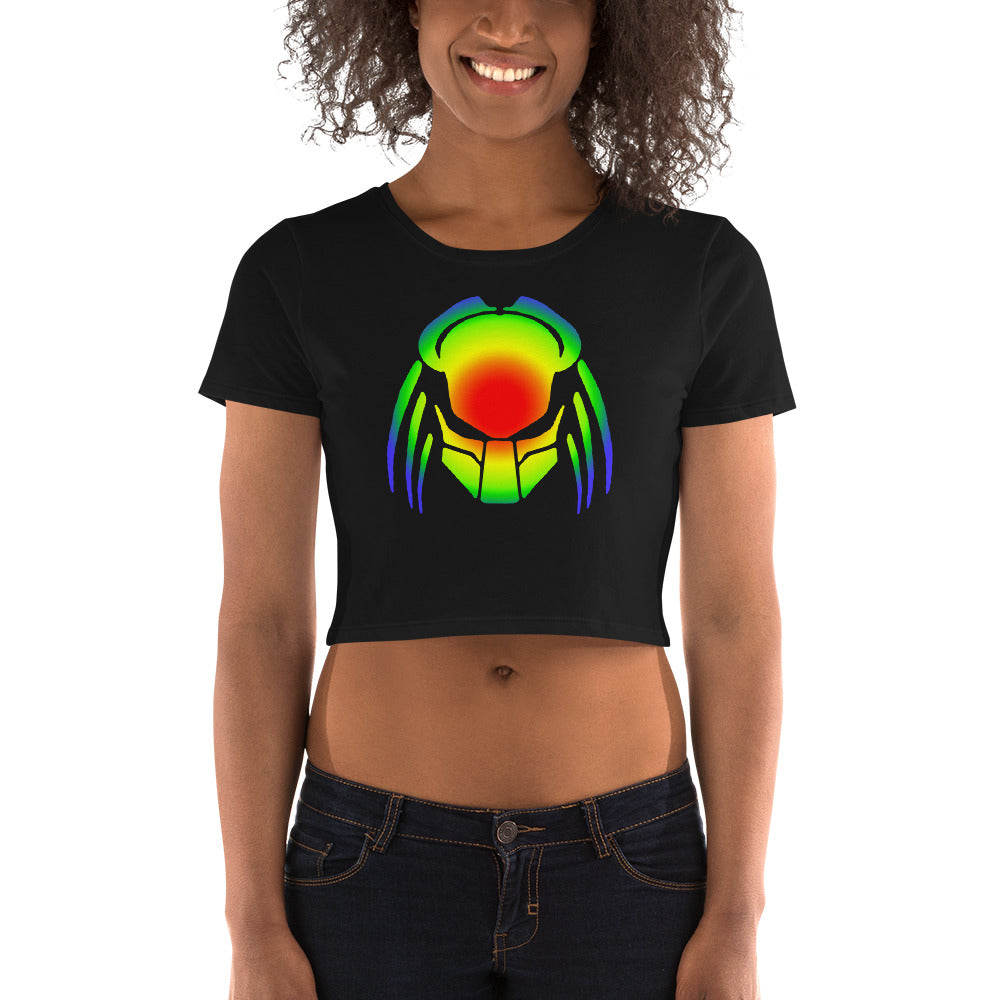 Heat Vision Predator Alien Hybrid Predalien Creature Women’s Crop Tee