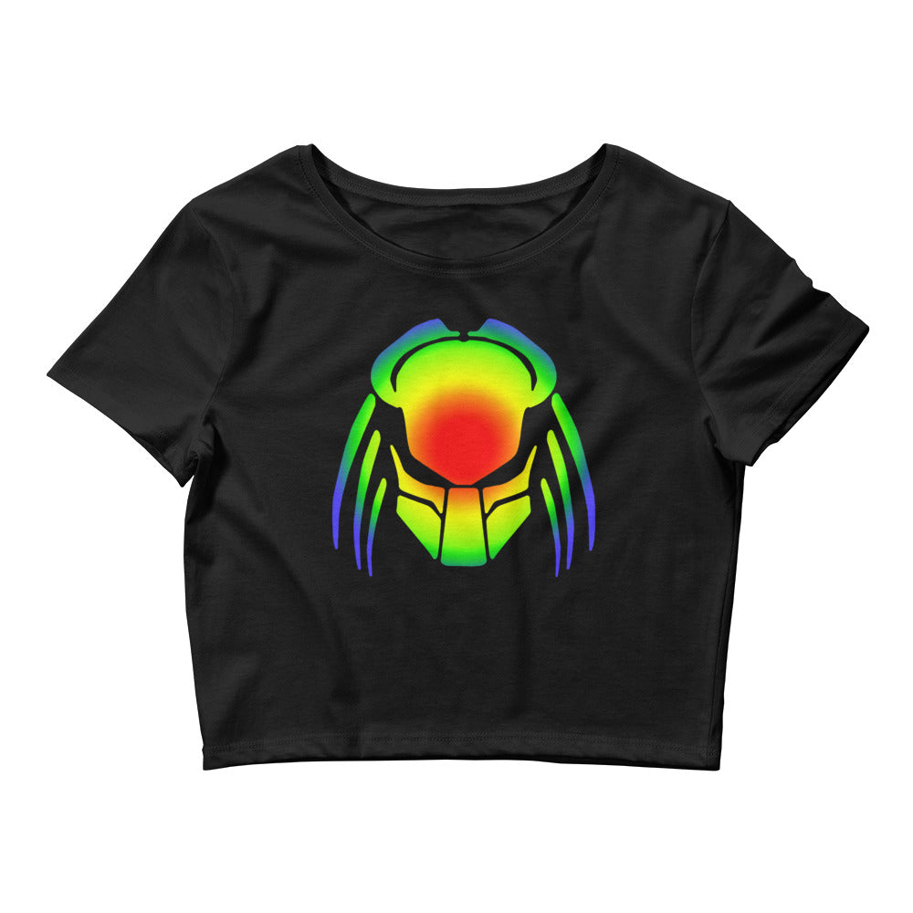 Heat Vision Predator Alien Hybrid Predalien Creature Women’s Crop Tee