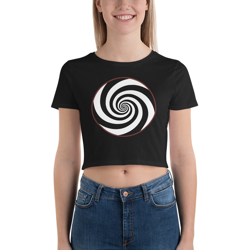 Hypnotic Hypnosis Spiral Swirl Illusion Twilight Zone Women’s Crop Tee