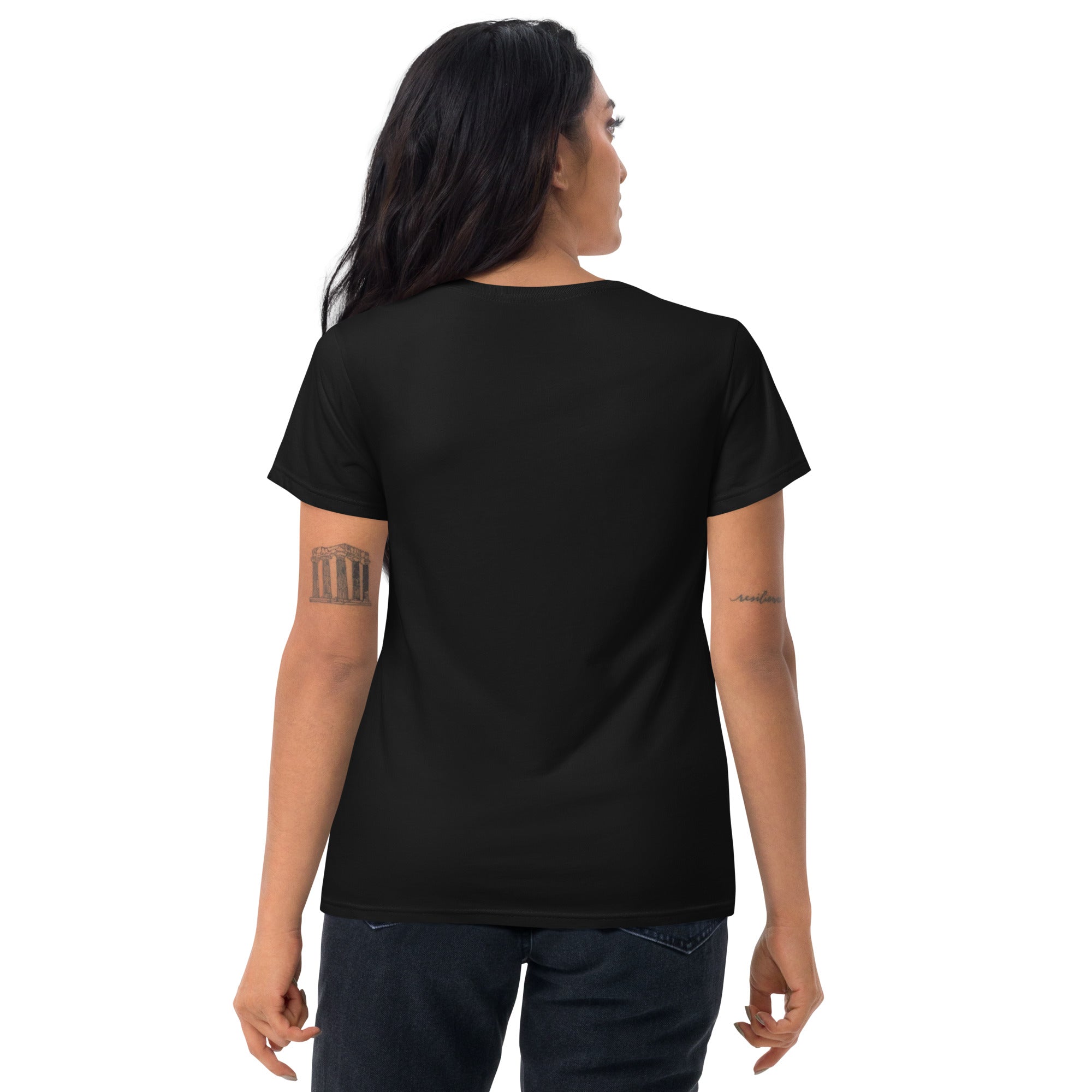 Red Melting Inverted Pentagram Black Metal Women's Short Sleeve Babydoll T-shirt