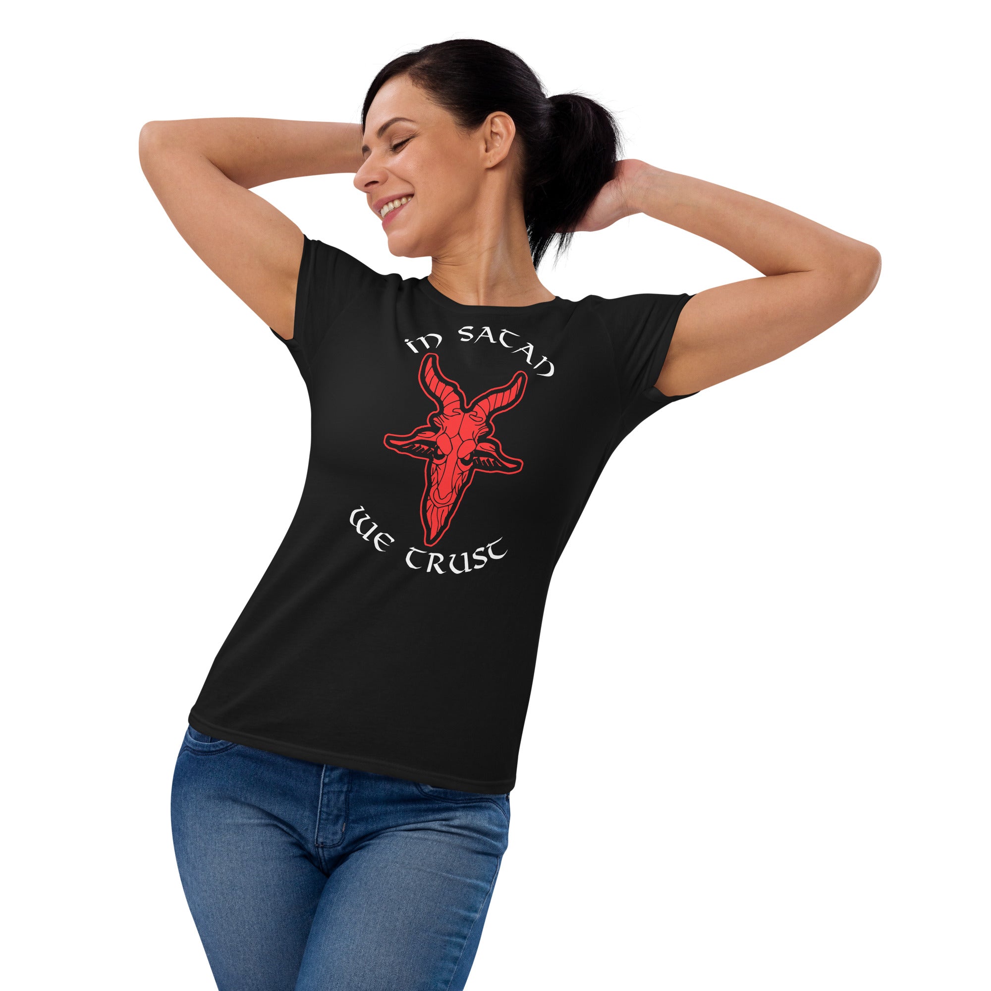 In Satan We Trust 666 Goat Head Occult Women's Short Sleeve Babydoll T-shirt