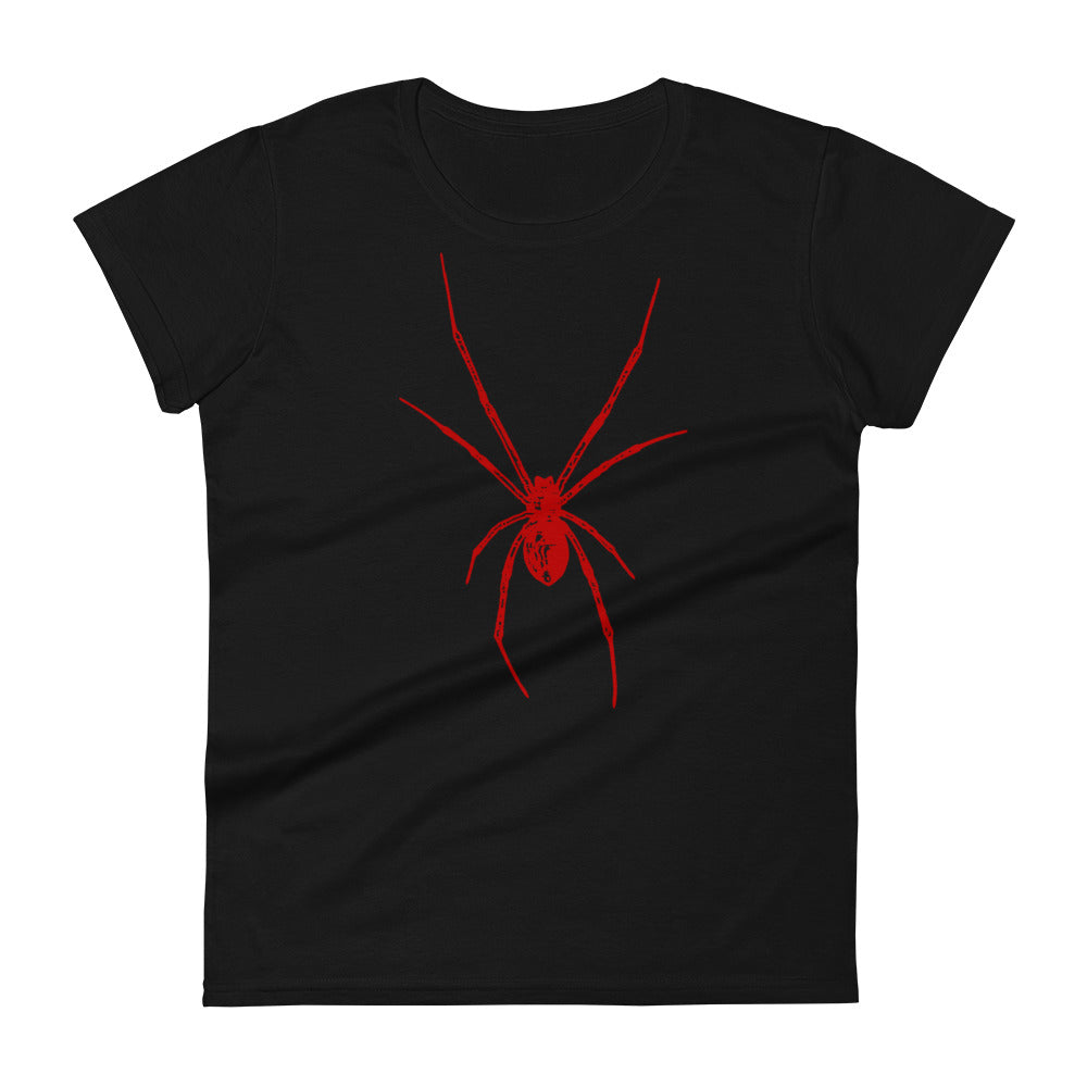 Red Creepy Spider Arachnid Black Widow Women's Short Sleeve Babydoll T-shirt