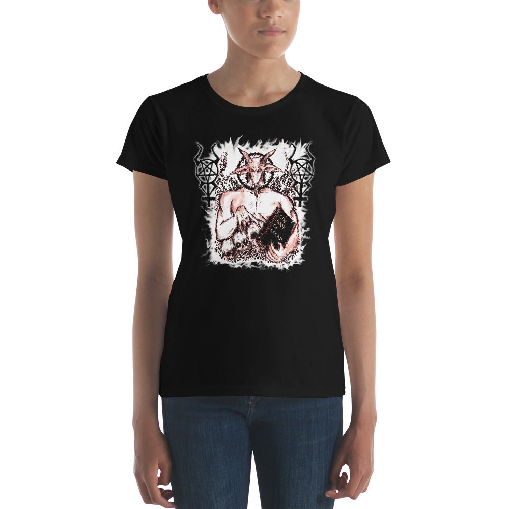 Book of Satan Baphomet Satanic Ritual Women's Short Sleeve Babydoll T-shirt