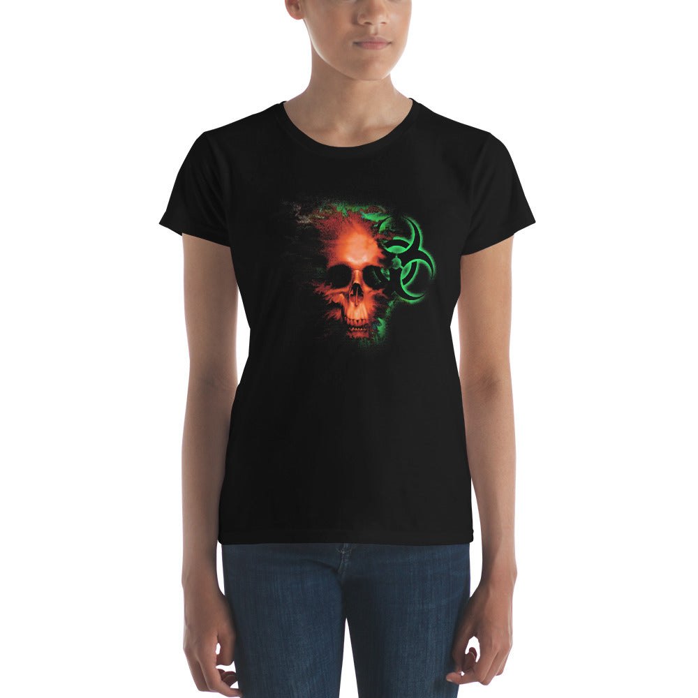 Radioactive Zombie Skull Bio Hazard Women's Short Sleeve Babydoll T-shirt