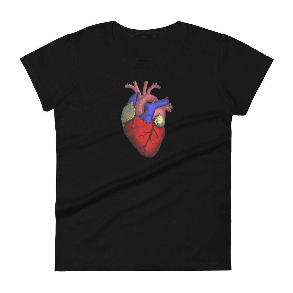 Color Anatomical Human Heart Medical Art Women's Short Sleeve Babydoll T-shirt