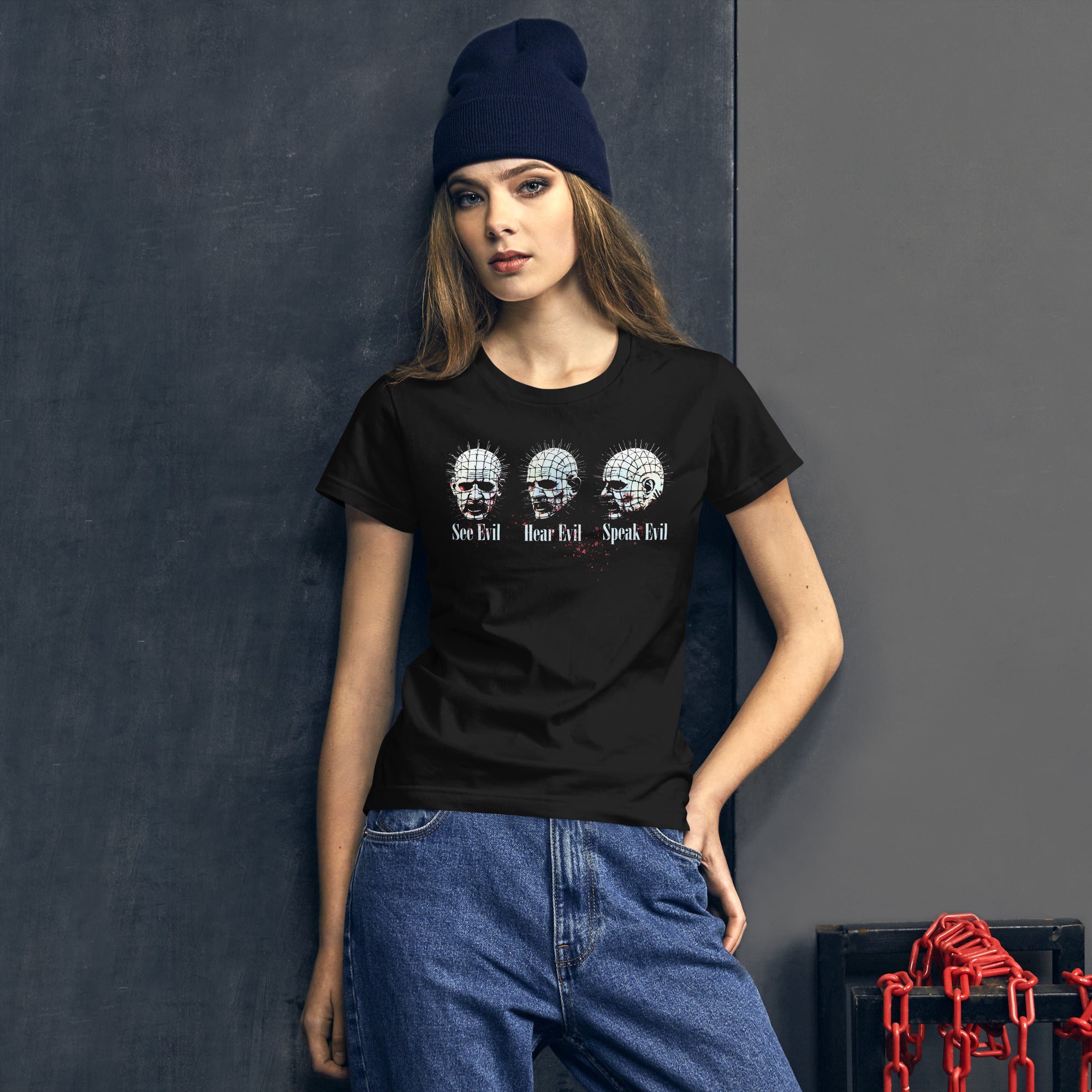 See Evil, Hear Evil, Speak Evil Horror Women's Short Sleeve Babydoll T-shirt