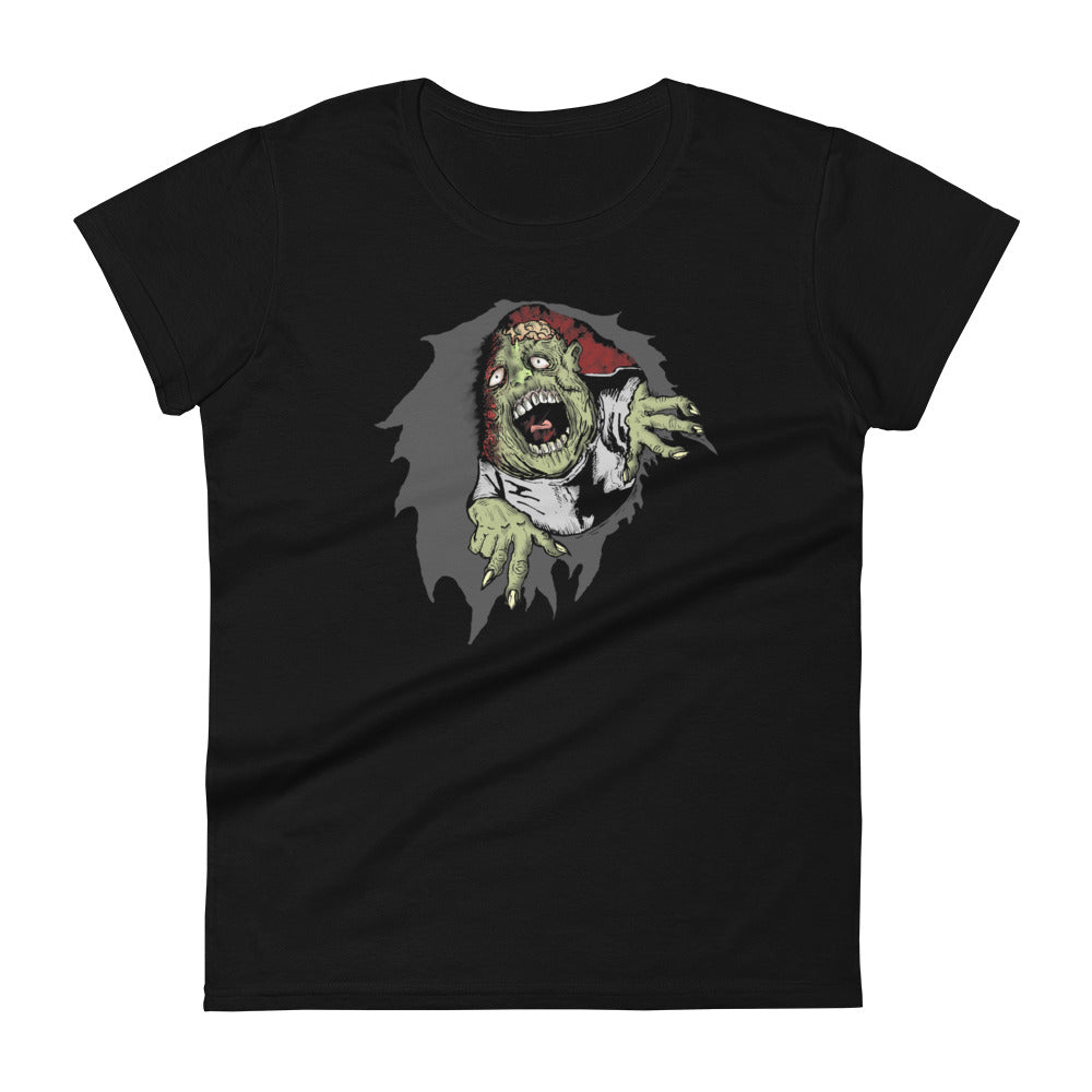 Flesh Eating Zombie Ripping Through Chest Horror Women's Short Sleeve Babydoll T-shirt