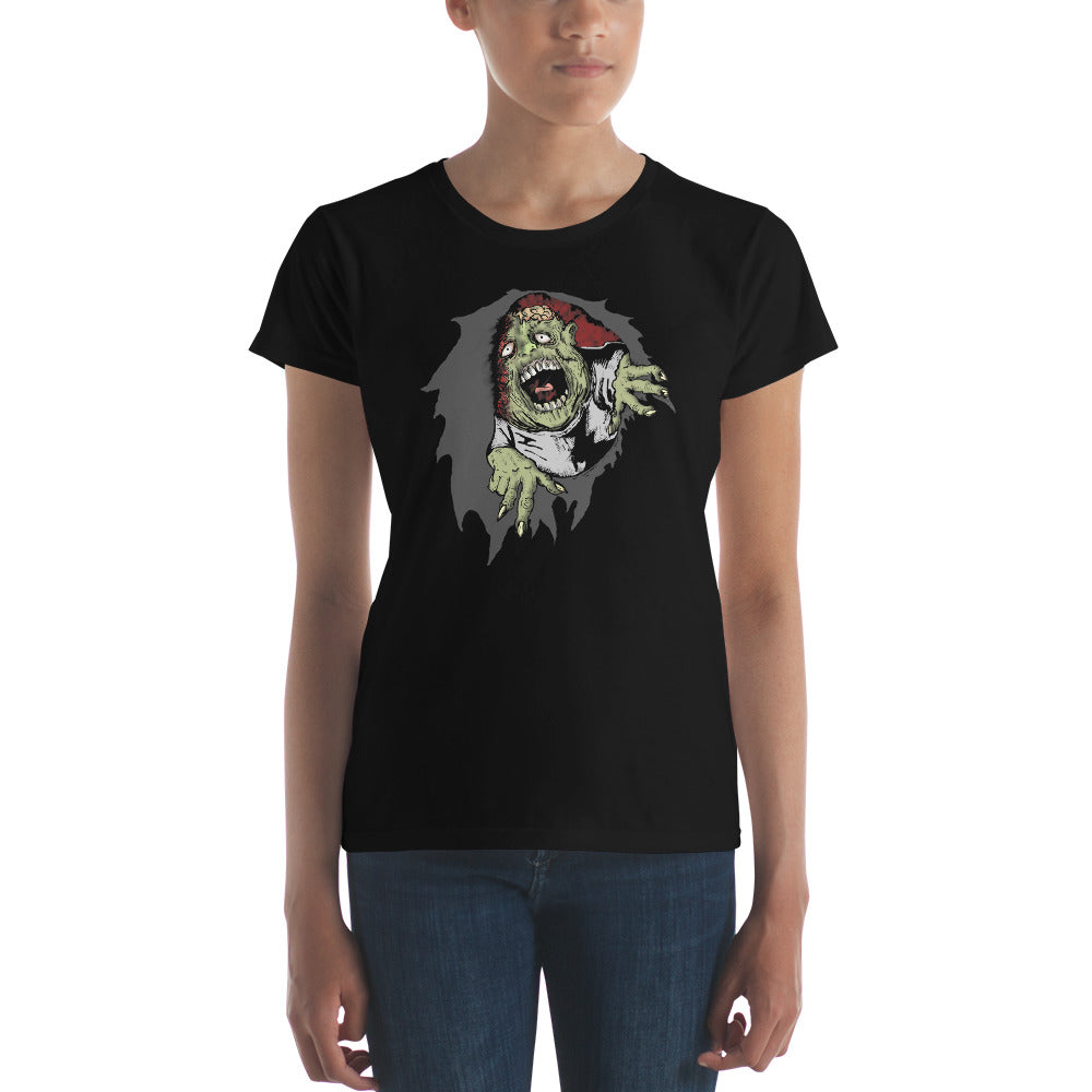 Flesh Eating Zombie Ripping Through Chest Horror Women's Short Sleeve Babydoll T-shirt