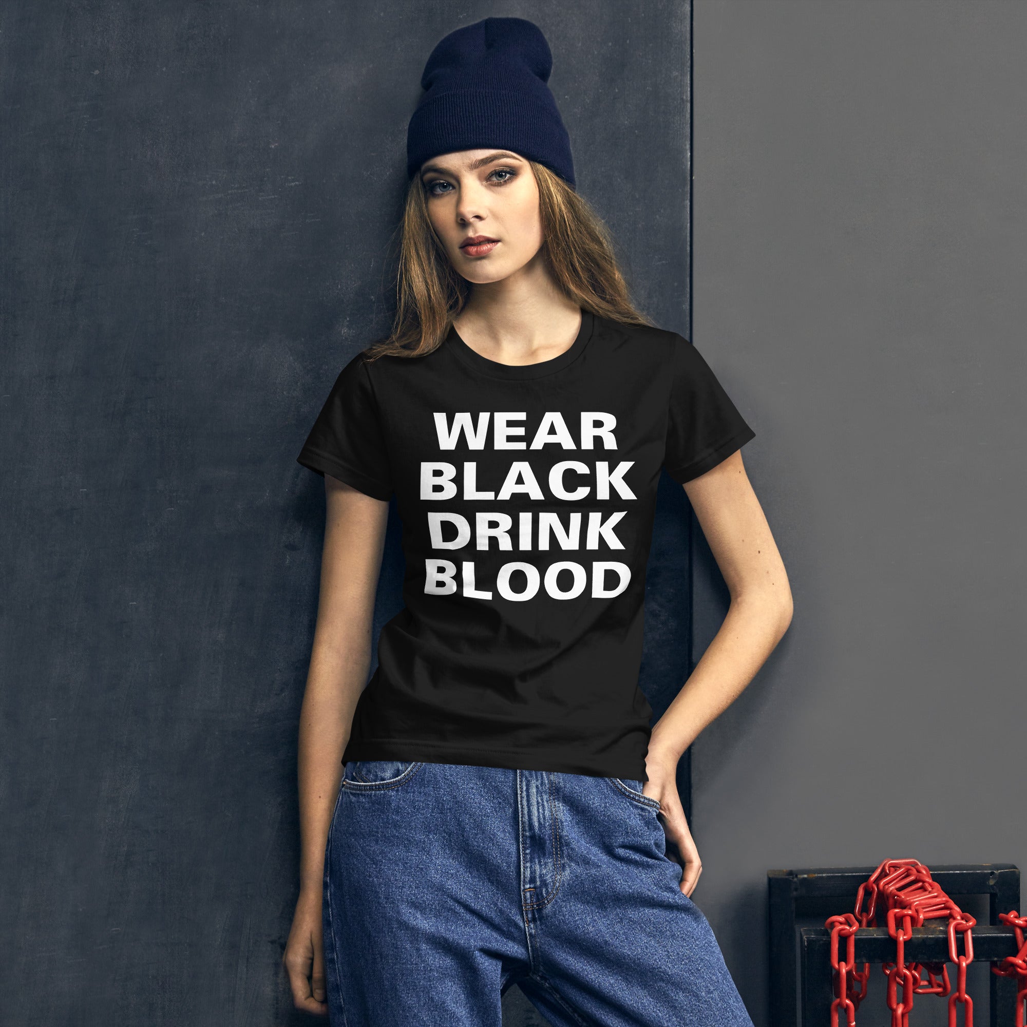 Wear Black Drink Blood Gothic Horror Women's Short Sleeve Babydoll T-shirt