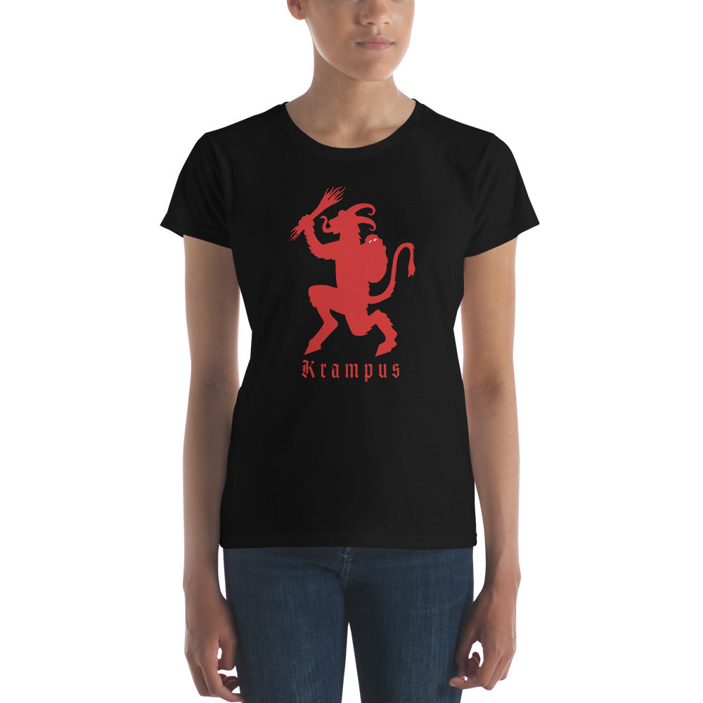 Merry Christmas with Krampus Krampuslauf Women's Short Sleeve Babydoll T-shirt