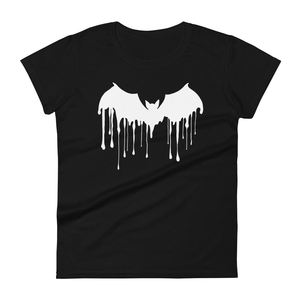 White Drip Melting Vampire Bat Women's Short Sleeve Babydoll T-shirt