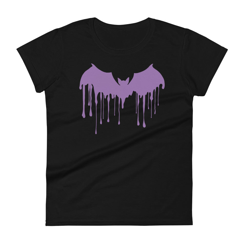 Purple Drip Melting Vampire Bat Women's Short Sleeve Babydoll T-shirt