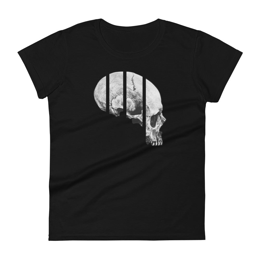 Exploded Elongated Human Skull Women's Short Sleeve Babydoll T-shirt