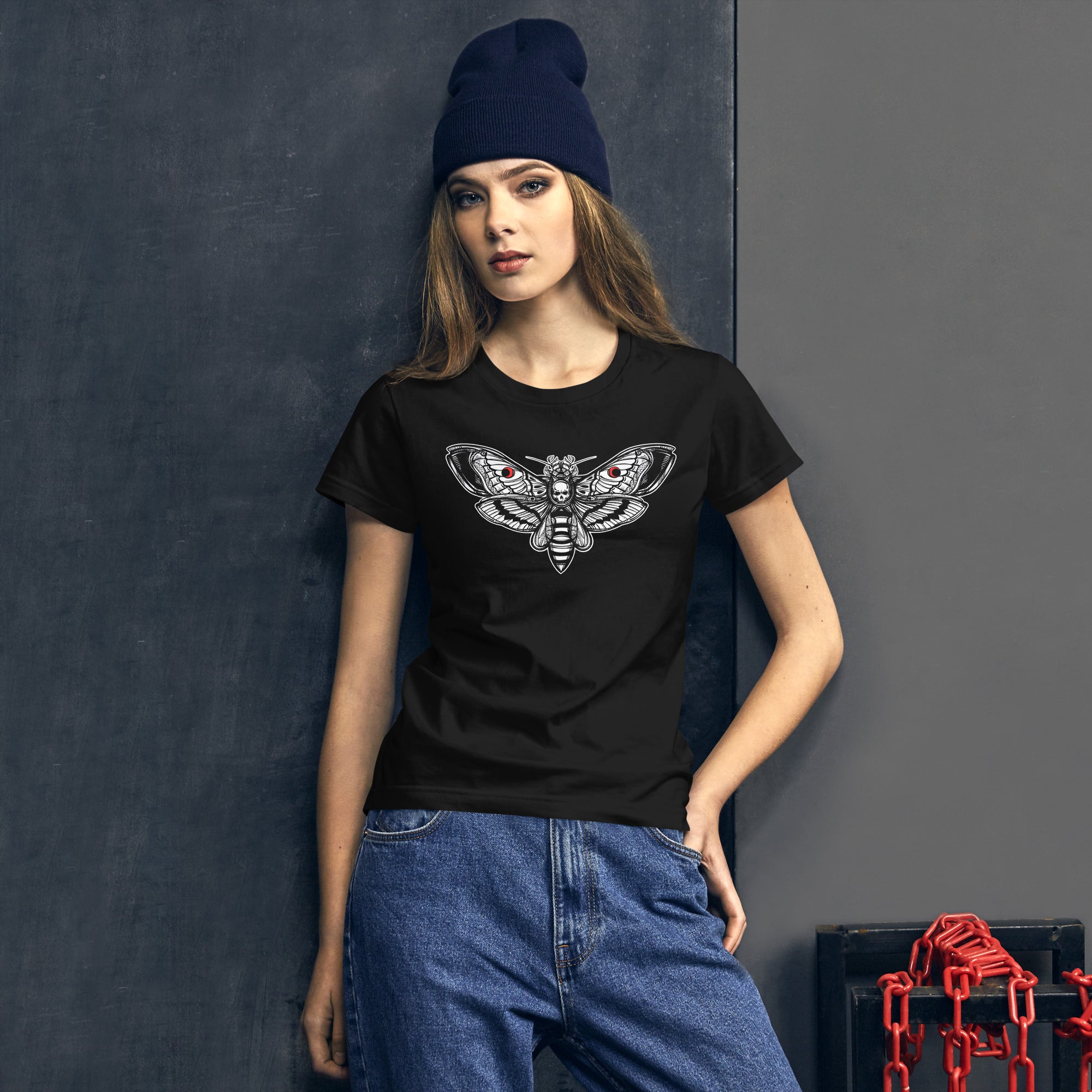 Death's-head Hawkmoth Omen of Death Moth Skull Women's Short Sleeve Babydoll T-shirt