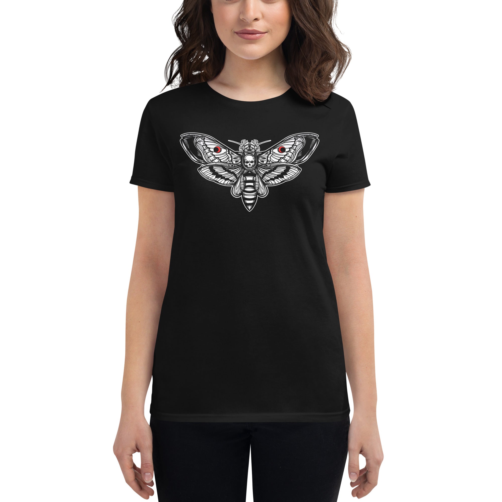 Death's-head Hawkmoth Omen of Death Moth Skull Women's Short Sleeve Babydoll T-shirt