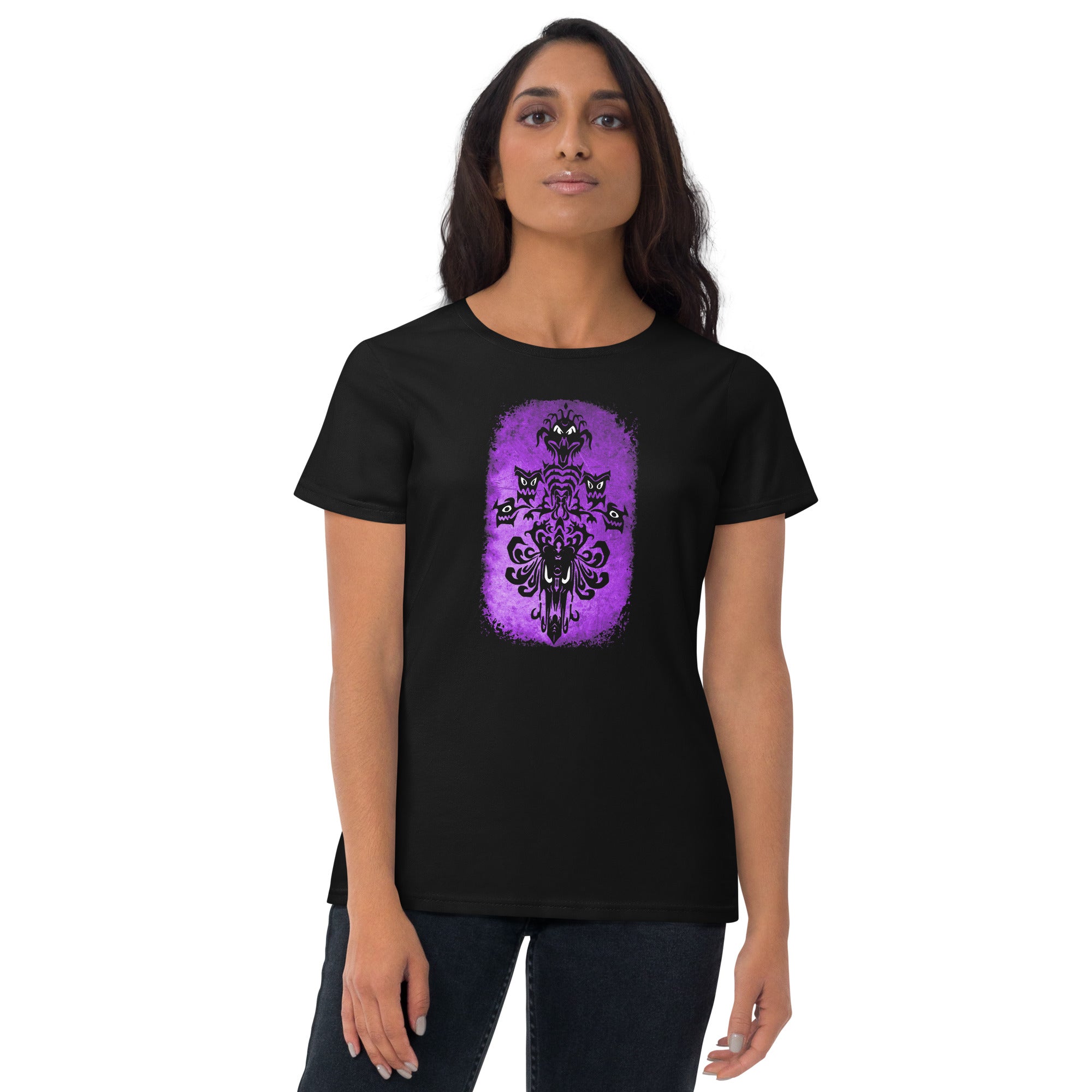 Haunted Mansion Demon Spirits Wallpaper Women's Short Sleeve Babydoll T-shirt