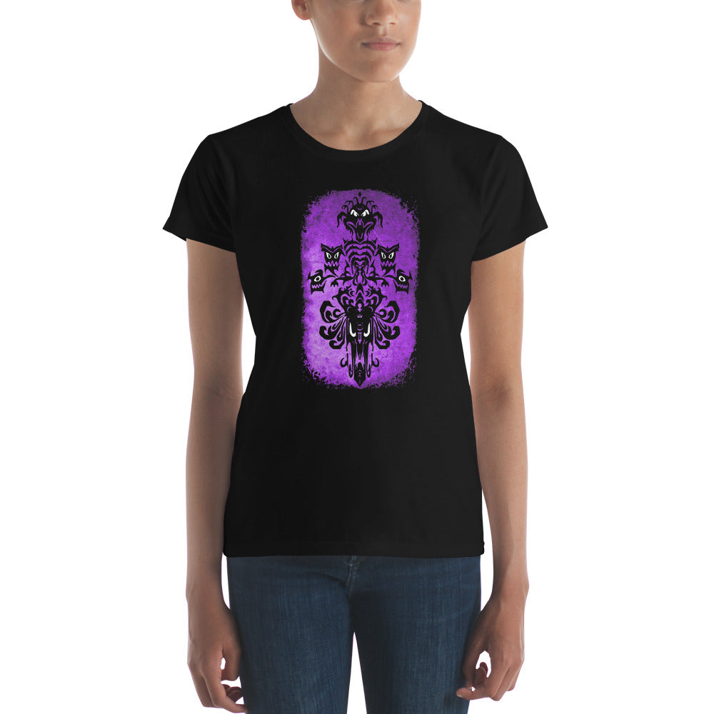 Haunted Mansion Demon Spirits Wallpaper Women's Short Sleeve Babydoll T-shirt