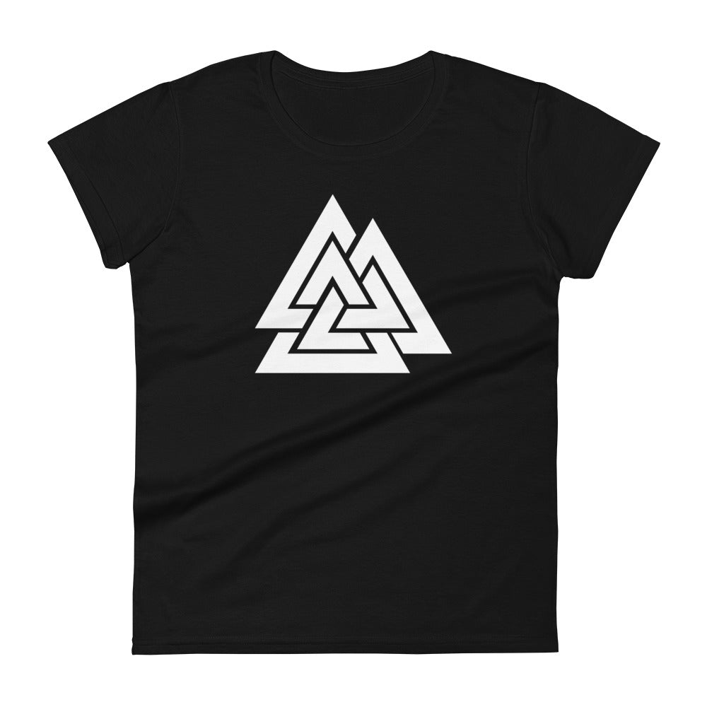 Viking Symbol Valknut Triangles of Power and Glory Women's Short Sleeve Babydoll T-shirt