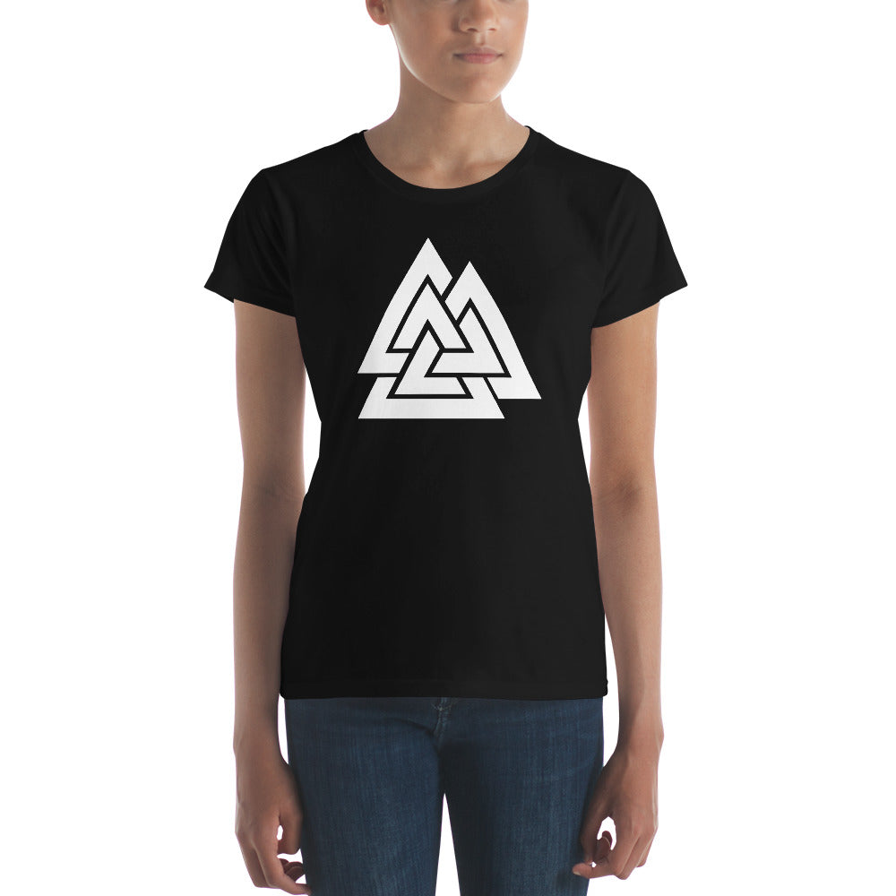 Viking Symbol Valknut Triangles of Power and Glory Women's Short Sleeve Babydoll T-shirt