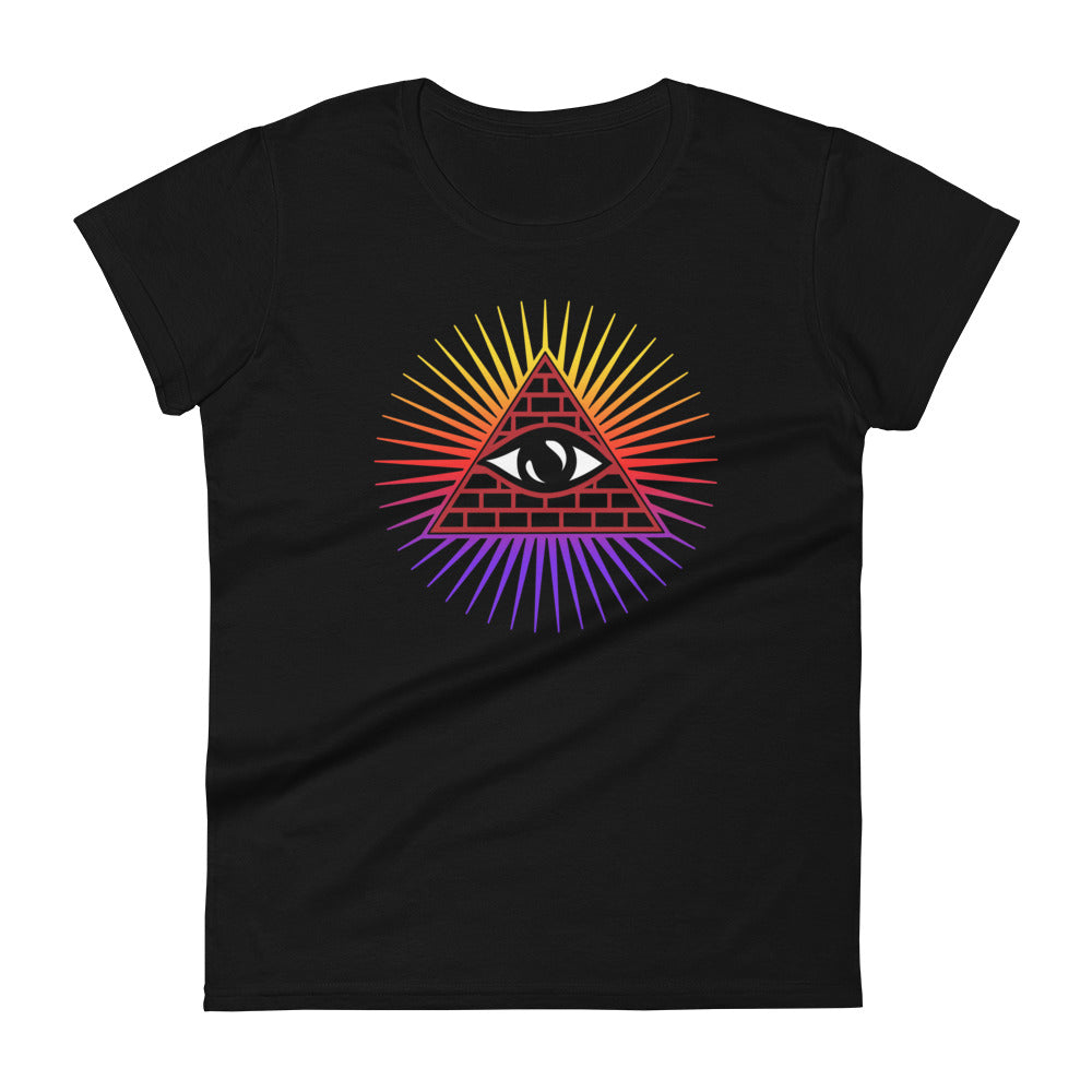 Illuminati All Seeing Psychic Eye Color Aura Women's Short Sleeve Babydoll T-shirt